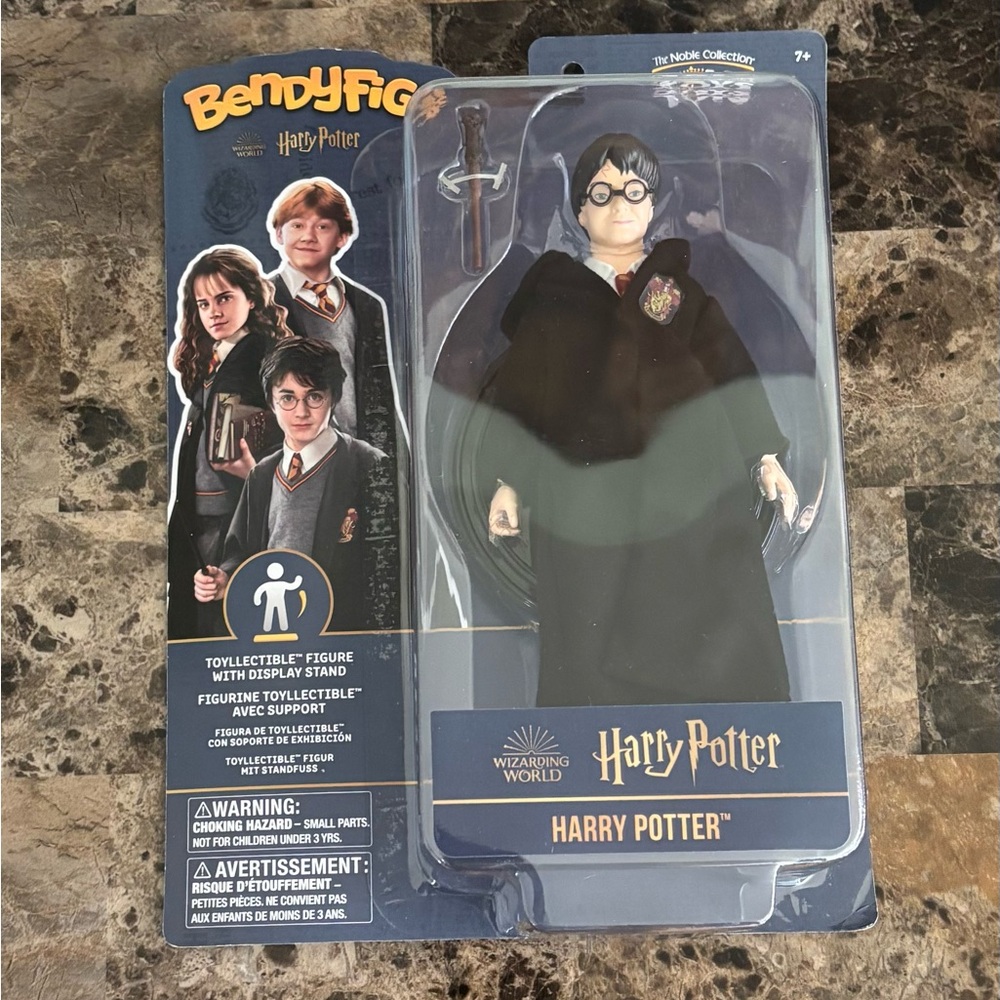 HARRY POTTER The Noble Collection Bendyfigs 7”Figure w/ Display Stand & Wand NEW